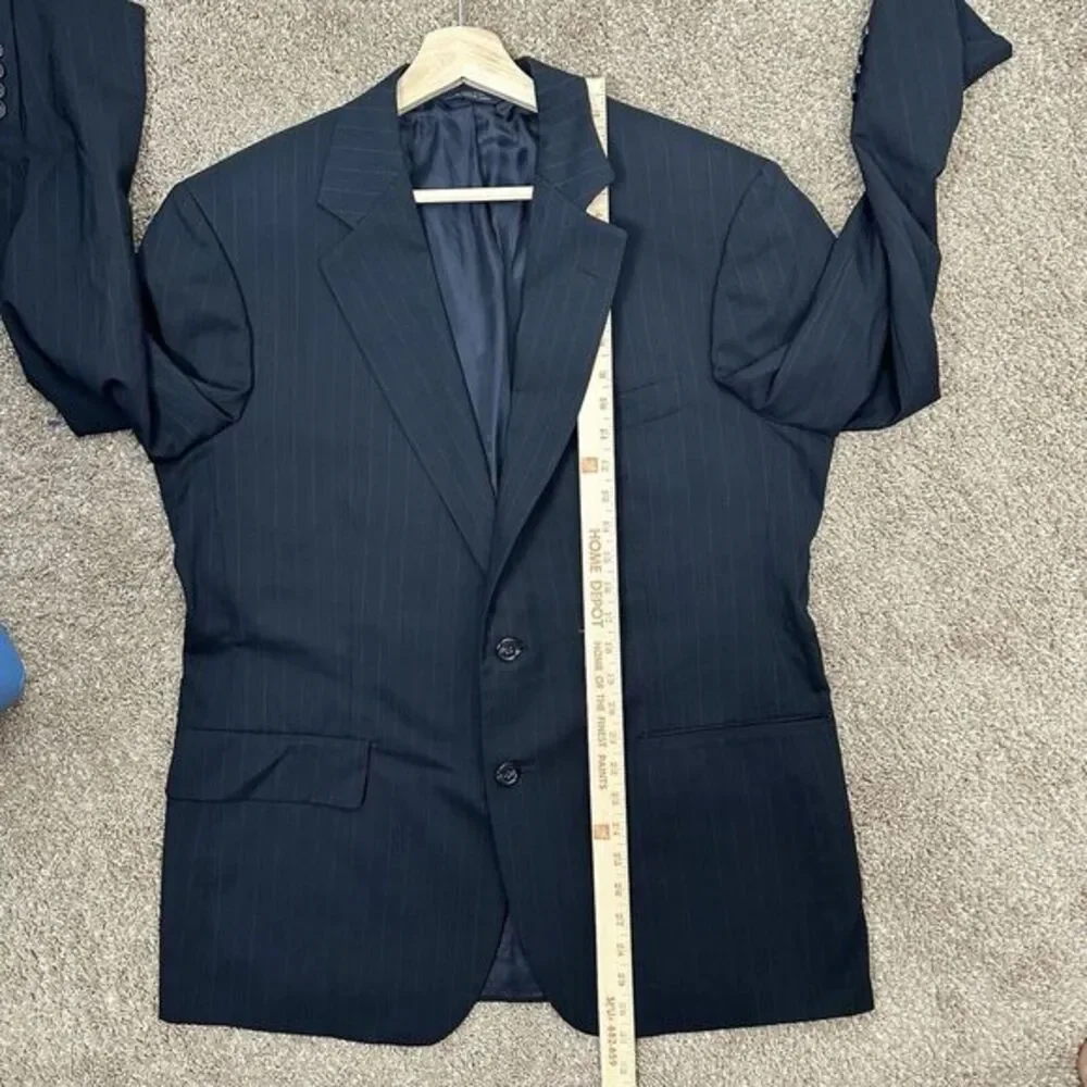 Brooks Brothers 1818 Brooksease Black Pin Stripe 2 Button Single Vent Wool Sz 42